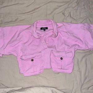 Missguided Pink Denim Crop Top